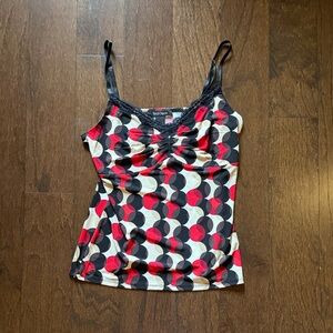 White House Black Market Red and Black Geometric Camisole